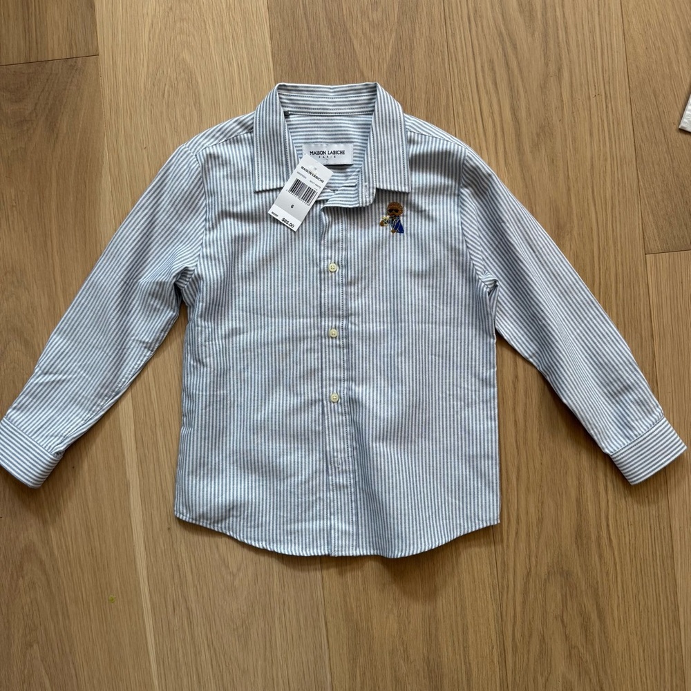 Maison Labiche Little Boy's & Boy's Coffee Dog Button-Front Shirt 6Y